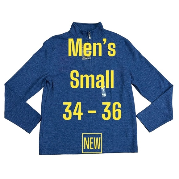 Men’s Van Heusen Small Quarter 1/4 Zip Golf Sweatshirt Blue Long Sleeve NWT - Picture 2 of 10